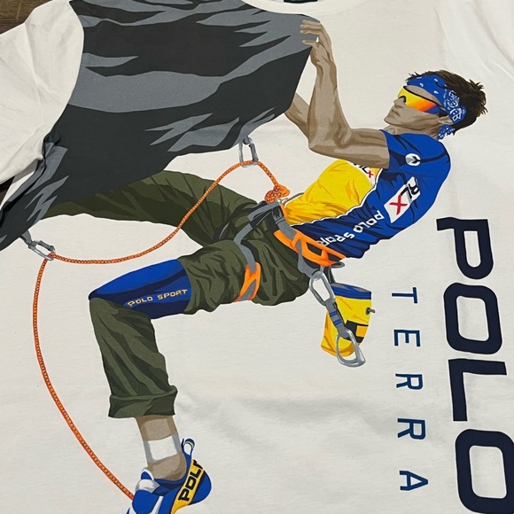 Polo Country Ralph Lauren T-Shirt Terrain Expedition Mountain Climb Rare Medium - Picture 2 of 8
